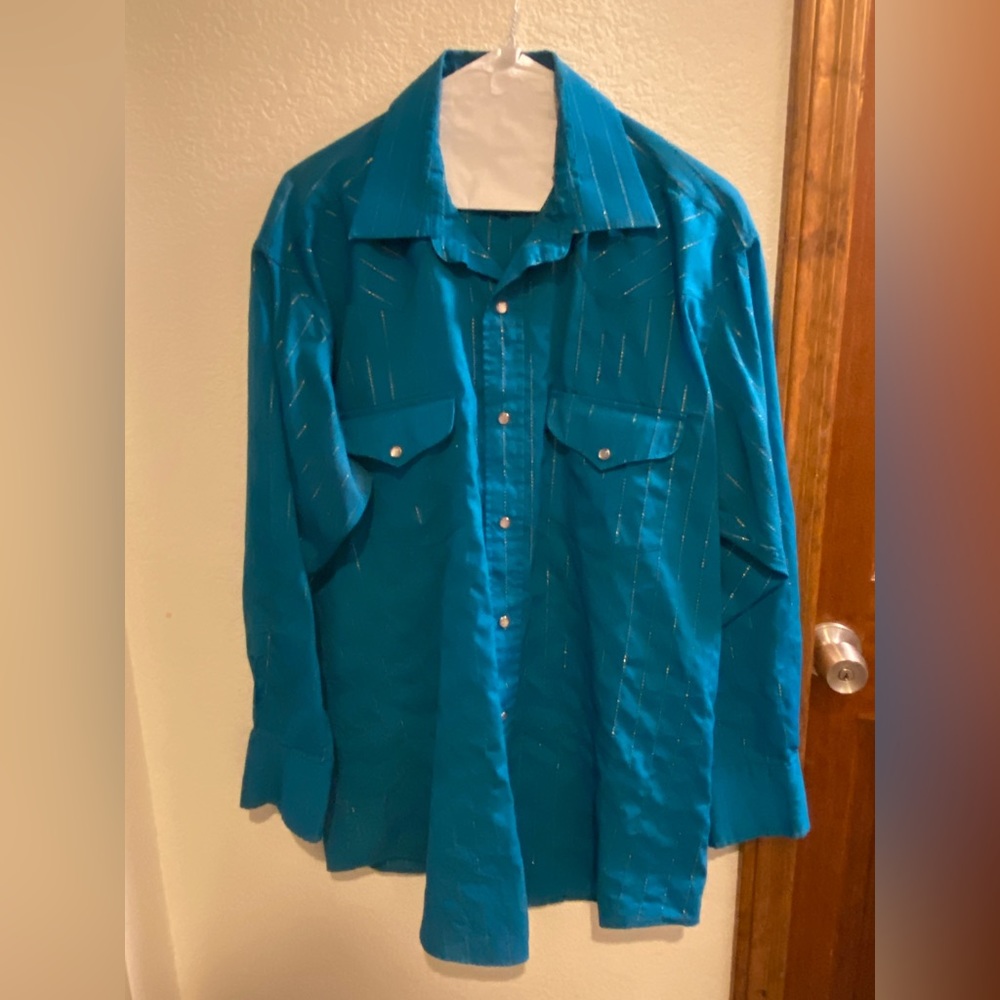 Panhandle Slim Pearl Snap 16-33  Blue Gold